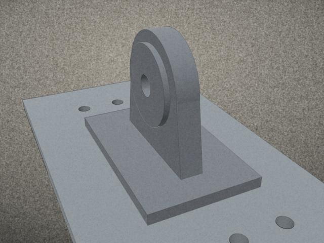 Demo photo: pad eye PE-02 on its deck doubler, after welding.